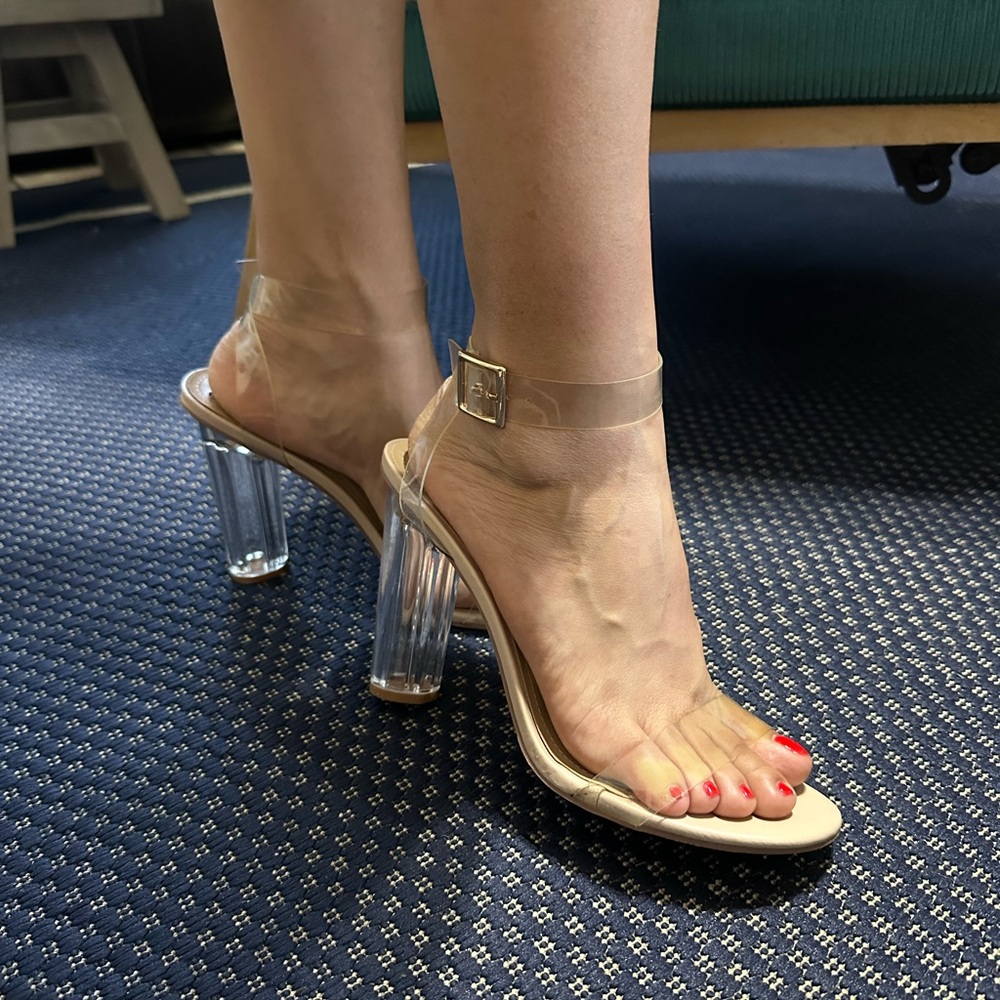 Hannah Cream Heels with Transparent Design